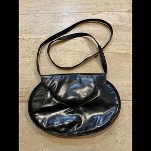 Vintage CHARLES JOURDAN‎ Black LEATHER SHOULDER BAG Made in France